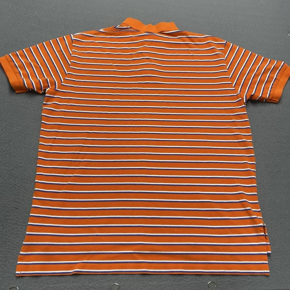 Polo Ralph Lauren Polo Shirt Mens XL Orange Stripe 100% Cotton Pony Logo